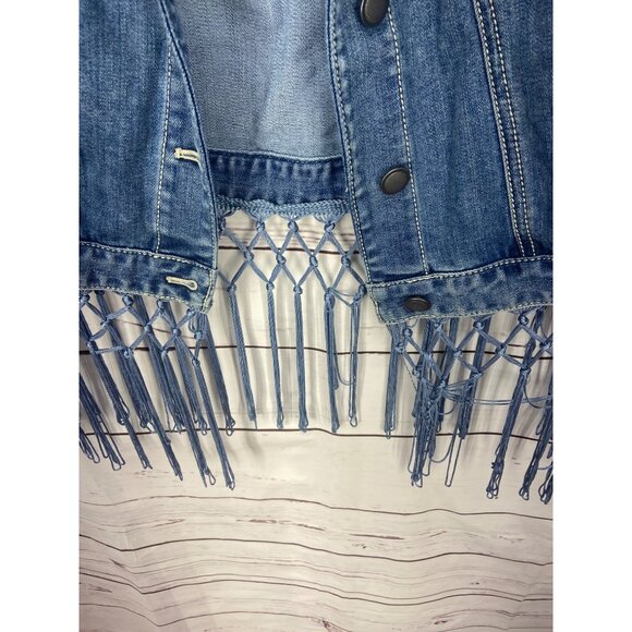 Chico’s Ombre denim vest fringe hem cowgirl country rodeo Size‎ 2(large) - Picture 4 of 9